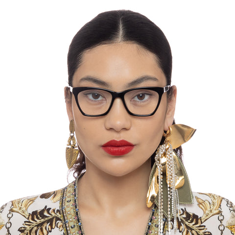 Camilla Is It Vacation Time Black Glitter Leopard Female Cat-Eye Optical Frames | Eyewear Index