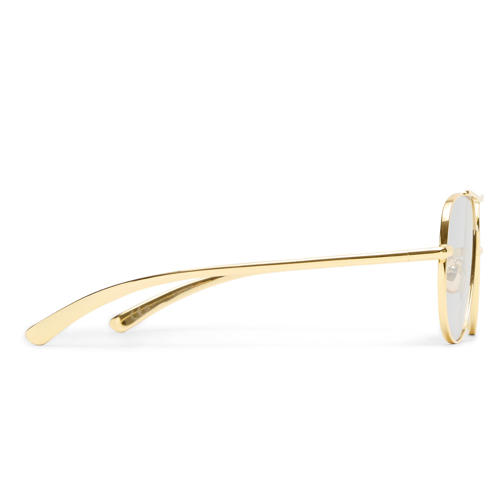 Luv Lou The Carter Light Gold Female Aviator Sunglasses | Eyewear Index