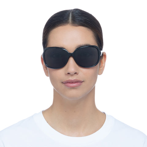 Solarized Round Comfort Black Silver Female Wrap Sunglasses | Eyewear Index