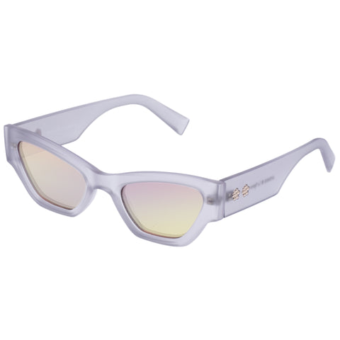 Le Specs Charade Matte Pewter Uni-Sex Cat-Eye Sunglasses | Eyewear Index