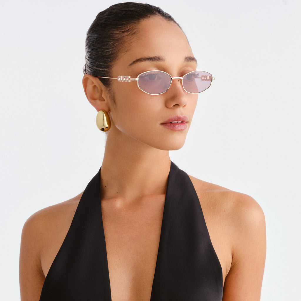 Gucci Gg1802s Gold Female Oval Sunglasses | Eyewear Index