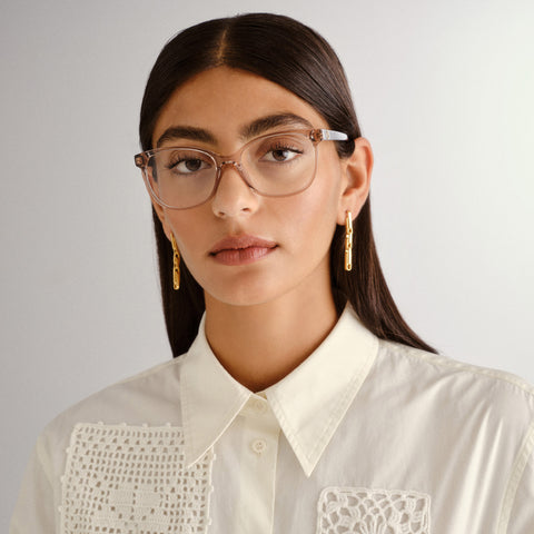 Oroton Inaya Nougat Ultramarine Female D-Frame Optical Frames | Eyewear Index