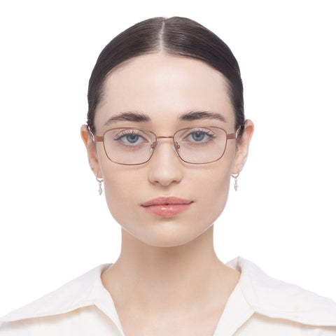 Oroton Enid Rose Gold Female Rectangle Optical Frames | Eyewear Index