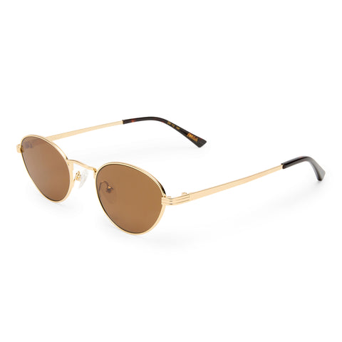 Luv Lou The Delilah Gold Female Oval Sunglasses | Eyewear Index