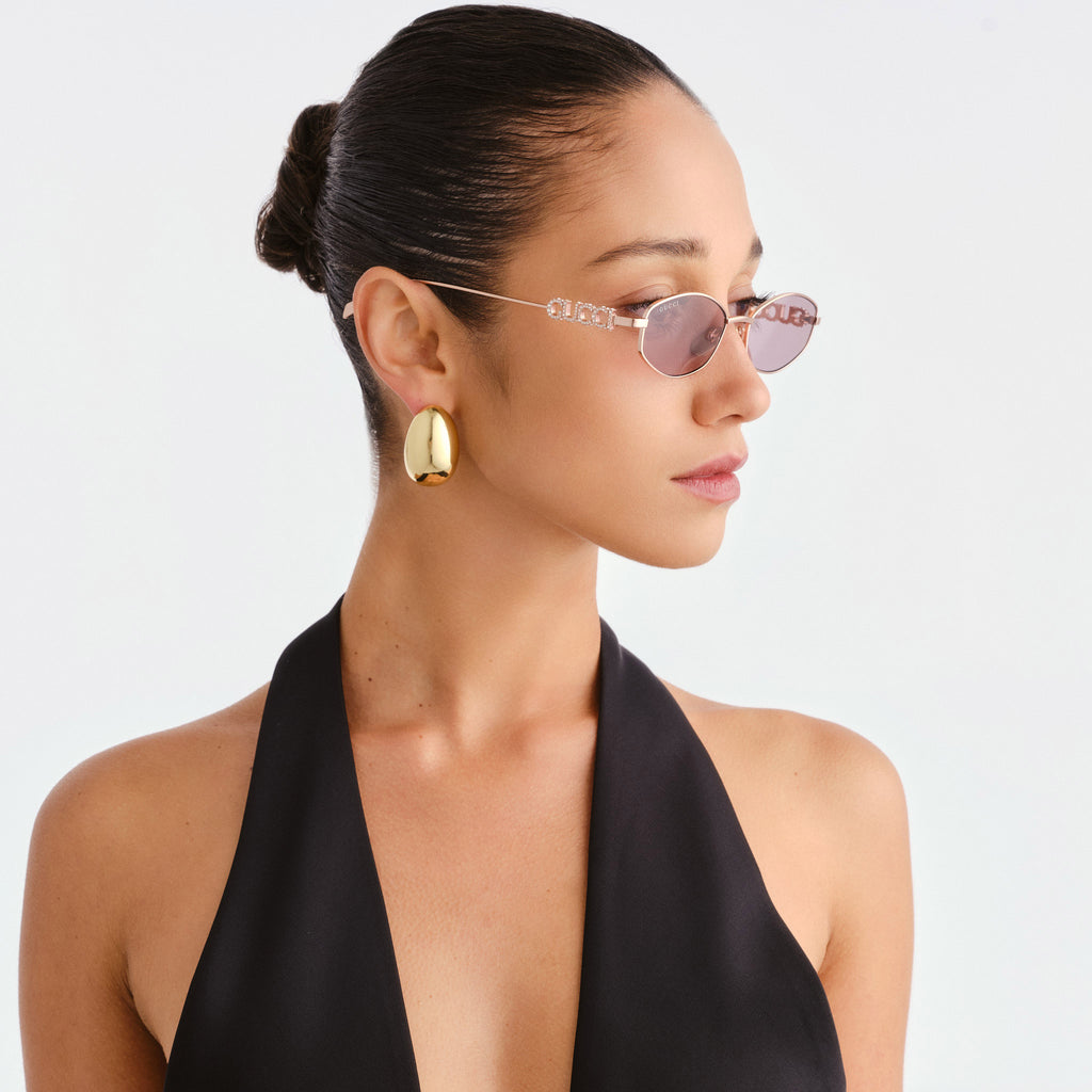 Gucci Gg1802s Gold Female Oval Sunglasses | Eyewear Index