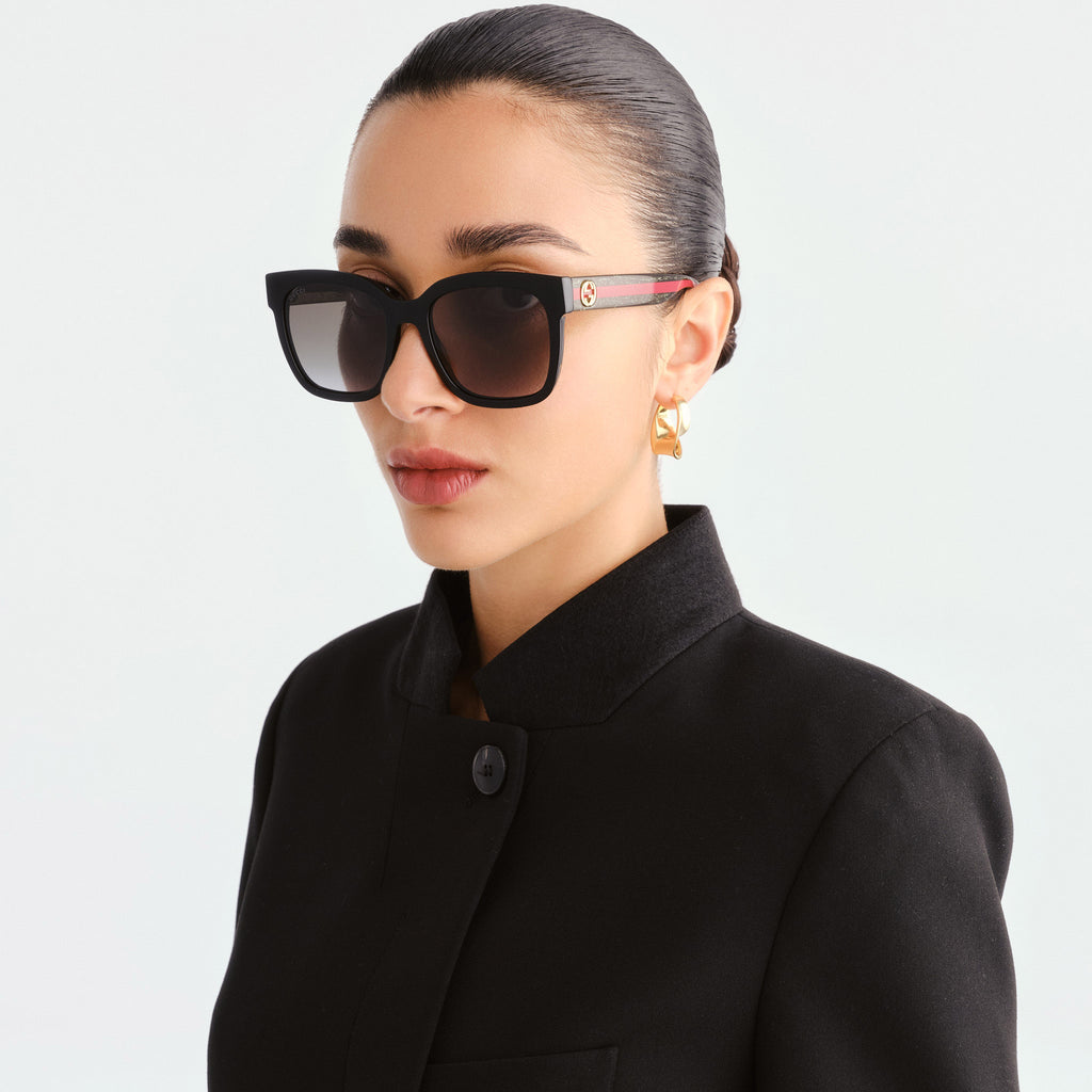 Gucci Gg0034sn Black Female Rectangle Sunglasses | Eyewear Index