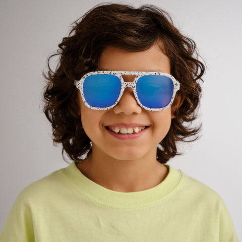 Solarized Kids Retro Aviator White Spatter Male Aviator Sunglasses | Eyewear Index