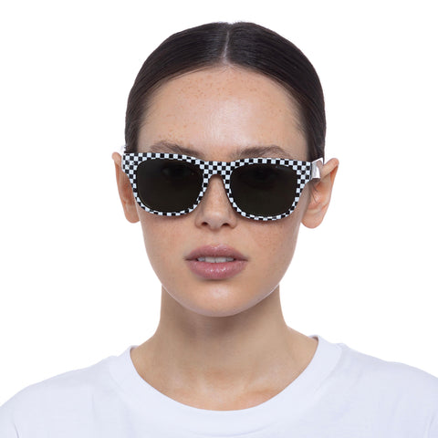 Cancer Council Noddy Youth Black White Check Uni-Sex D-Frame Sunglasses | Eyewear Index