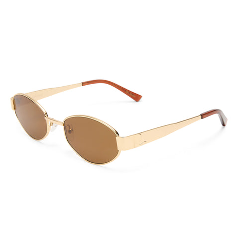 Luv Lou The Boston Gold Female Oval Sunglasses | Eyewear Index