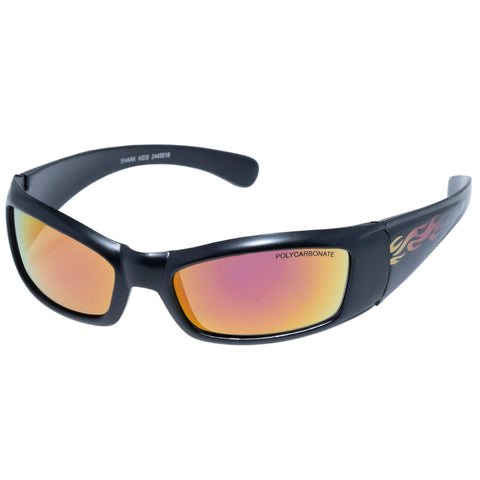 Cancer Council Shark Kids Black Flames Male Wrap Sunglasses | Eyewear Index