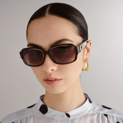 Oroton Everleigh Midnight Pearlised Aubergine Female Wrap Sunglasses | Eyewear Index