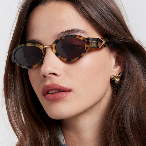Karen Walker All Out Crazy Tort Uni-Sex Oval Sunglasses | Eyewear Index