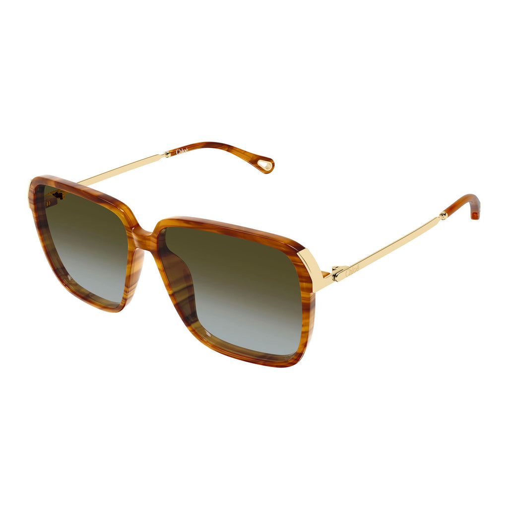 Chloe Ch0405s Havana Female Rectangle Sunglasses | Eyewear Index