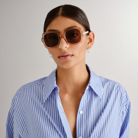 Solarized Retro Square Blush Female Square Sunglasses | Eyewear Index