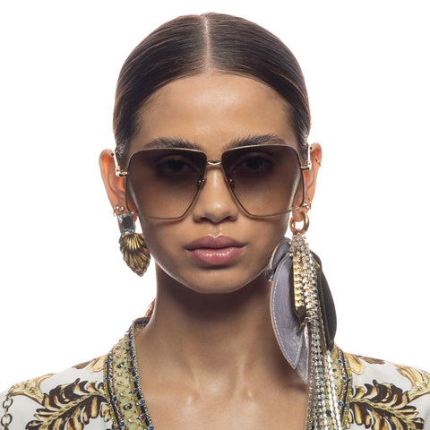 Camilla Step On Board Soft Gold Female Square Sunglasses | Eyewear Index