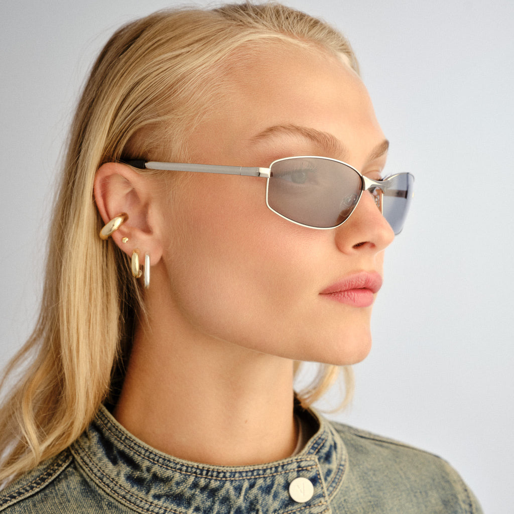 Le Specs Star Beam Silver Uni-Sex Wrap Sunglasses | Eyewear Index