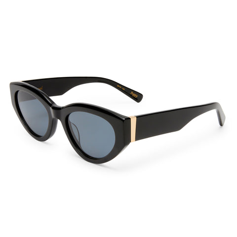 Luv Lou The Poppy Black Female Cat-Eye Sunglasses | Eyewear Index