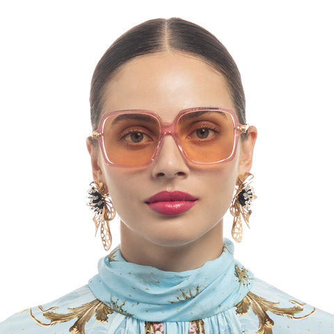 Camilla The Lavish Life Pink Lemonade Female Square Sunglasses | Eyewear Index