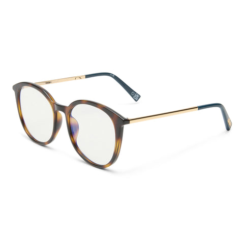 Le Specs Le Danzing Tort Gold Female Round Blue Light | Eyewear Index