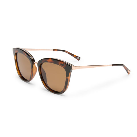 Le Specs Caliente Tort Rose Gold Female Cat-Eye Sunglasses | Eyewear Index