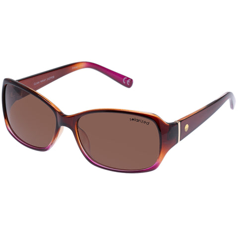 Solarized Glam Wrap Plum Fade Gold Female Wrap Sunglasses | Eyewear Index