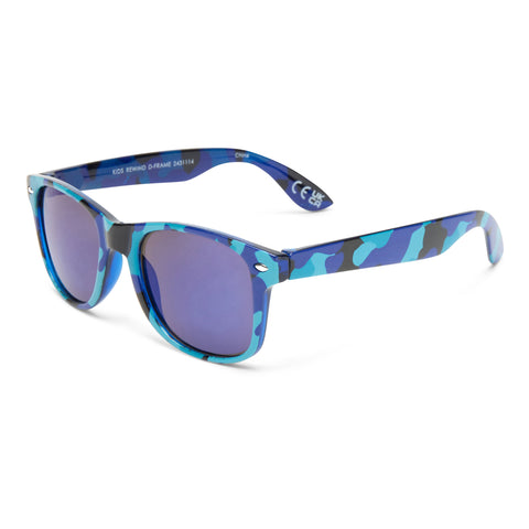 Solarized Kids Rewind D-Frame Navy Camo Male D-Frame Sunglasses | Eyewear Index