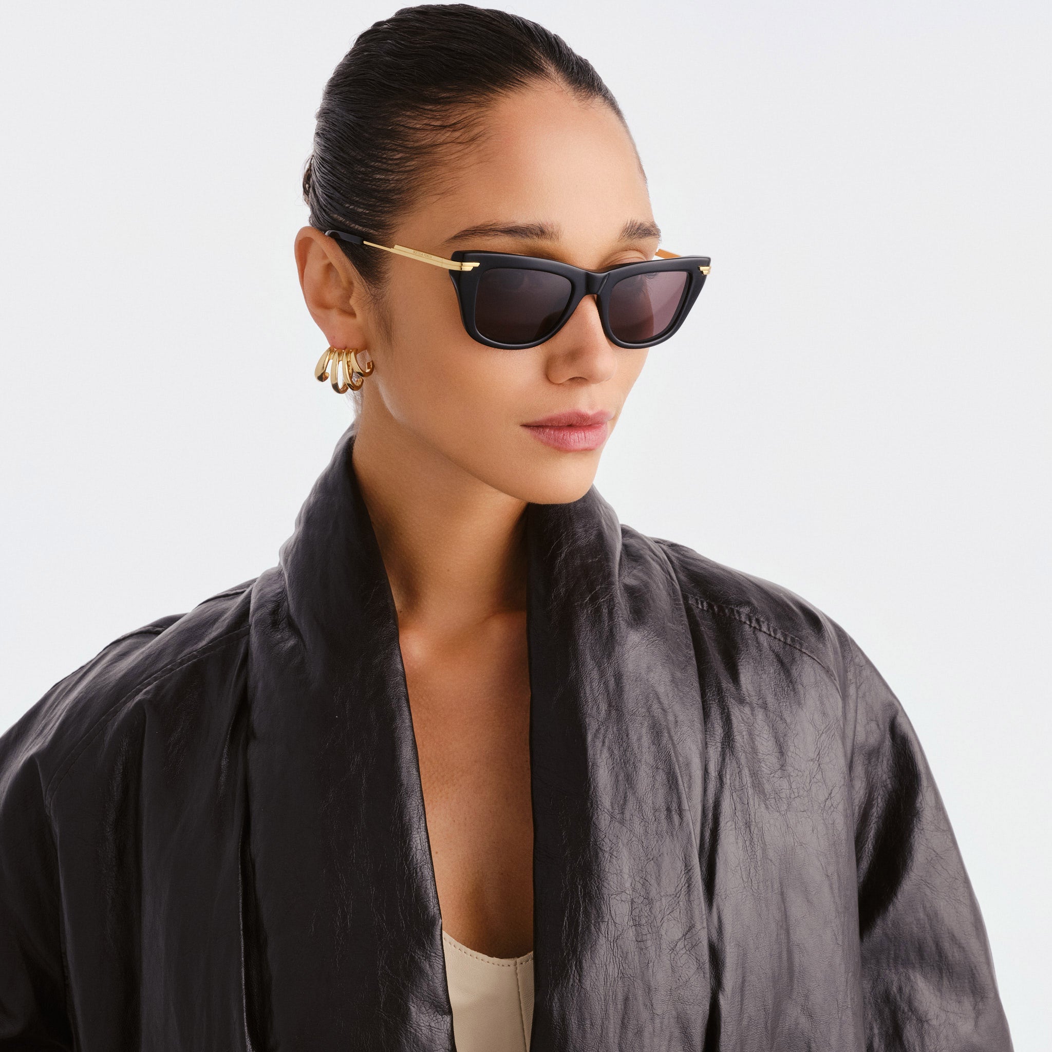 Bottega Veneta Bv1369s Black Female Rectangle Sunglasses | Eyewear Index