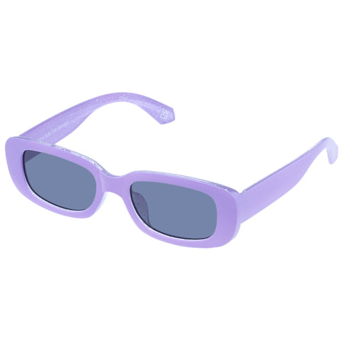 Solarized Kids Slim Y2k Lilac Glitter Female Rectangle Sunglasses | Eyewear Index