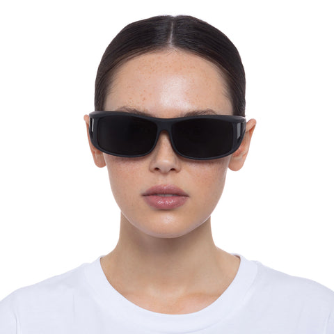 Cancer Council Culburra Fitovers Black Rubber Uni-Sex Rectangle Sunglasses | Eyewear Index