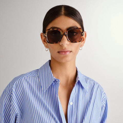 Solarized Retro Square Dark Tort Female Square Sunglasses | Eyewear Index