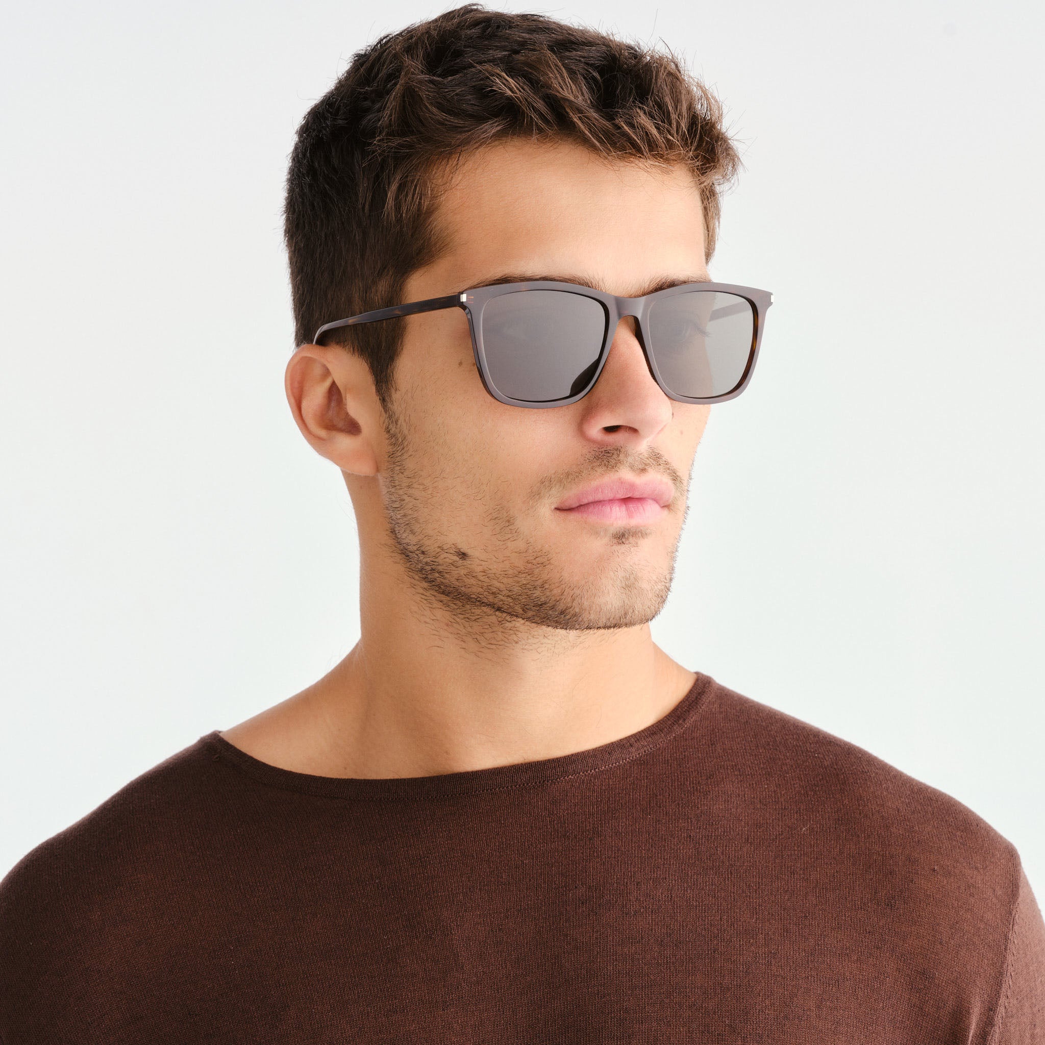 Saint Laurent Sl851 Havana Uni-Sex Rectangle Sunglasses | Eyewear Index