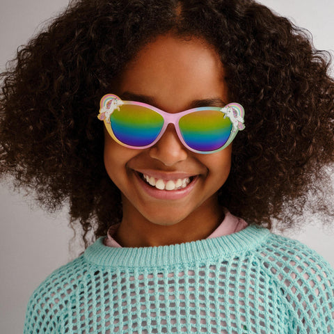 Solarized Kids Unicorn Rainbow Female Cat-Eye Sunglasses | Eyewear Index