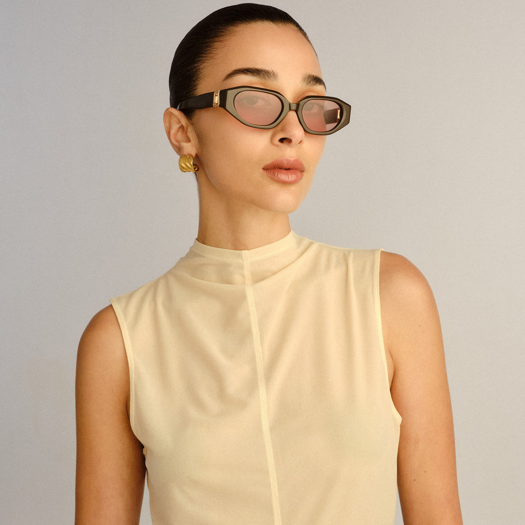 Luv Lou The Freddie Dark Chocolate Female Oval Sunglasses | Eyewear Index