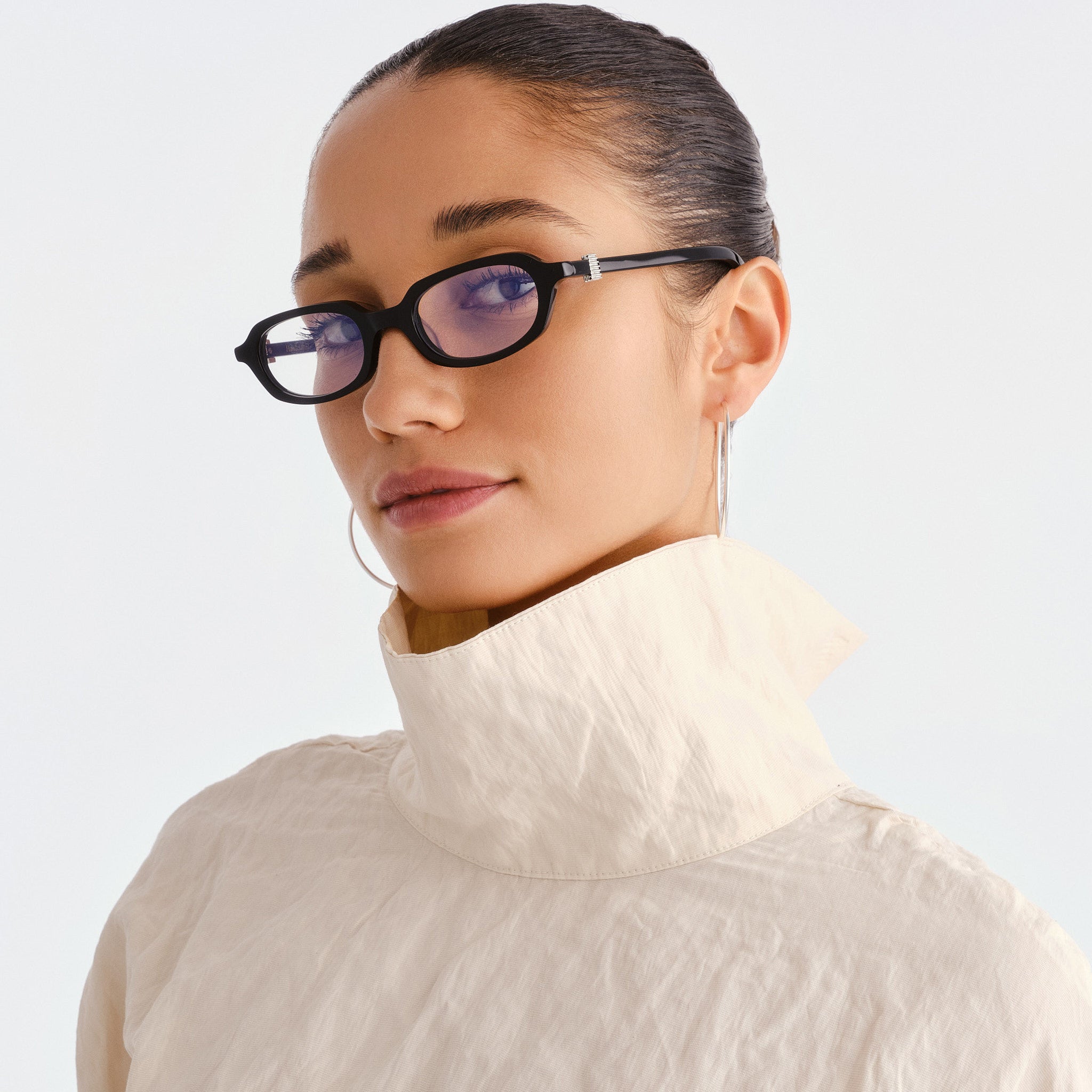 Luv Lou The Mimi Luxe Black Female Rectangle Blue Light | Eyewear Index