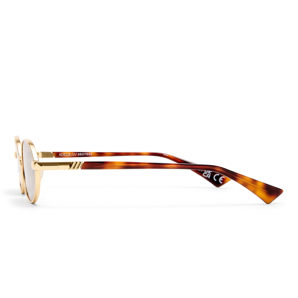 Le Specs Icicle Bright Gold Uni-Sex Oval Sunglasses | Eyewear Index