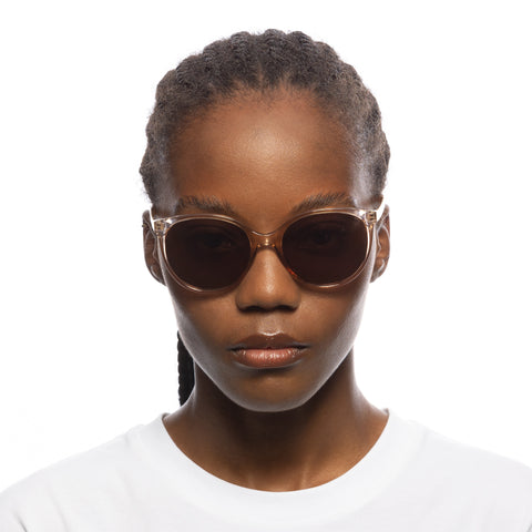 Solarized Round Cat Combo Peach Gold Female Round Sunglasses | Eyewear Index