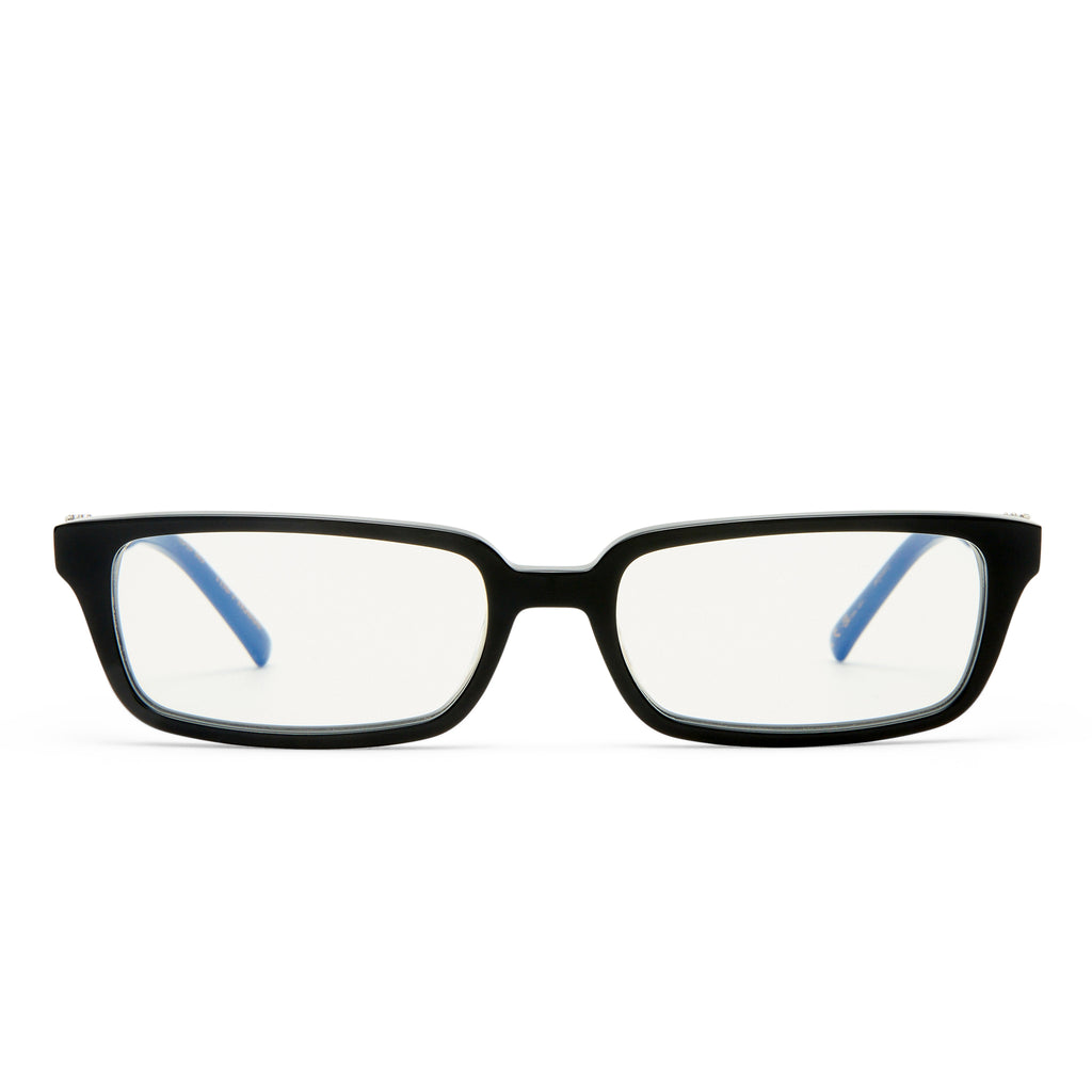 Luv Lou The Phoebe Luxe Black Female Rectangle Blue Light | Eyewear Index