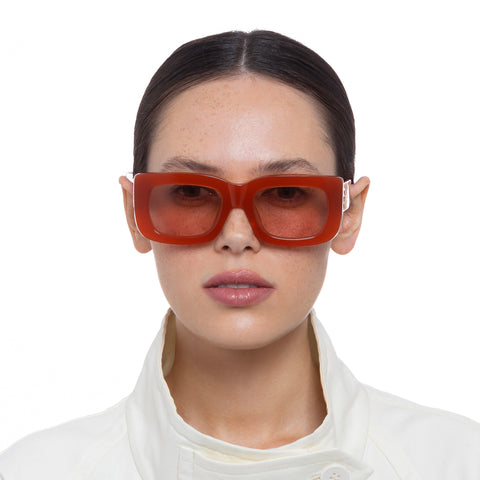 Oroton Alice Rust Female Rectangle Sunglasses | Eyewear Index