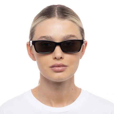 Le Specs Plateaux Black Uni-Sex Cat-Eye Sunglasses | Eyewear Index