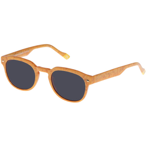 Le Specs Rudimentary 51 Yellow Crayon Uni-Sex Round Sunglasses | Eyewear Index