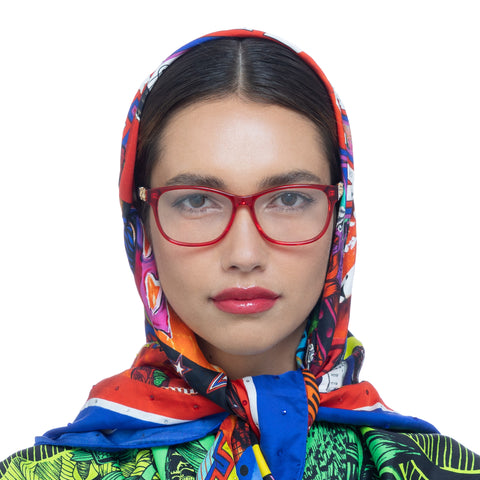 Camilla Moody Mornings Red Look Up Tesoro Print Female Rectangle Optical Frames | Eyewear Index