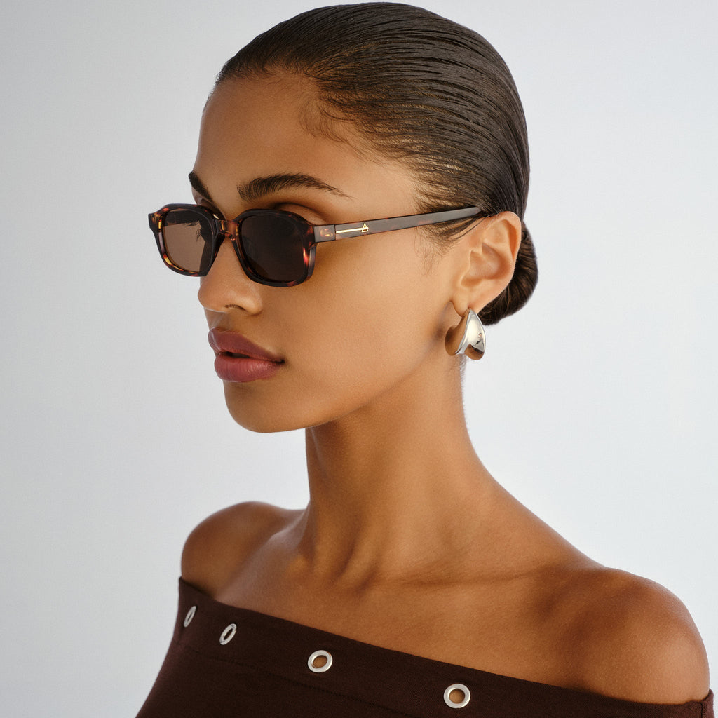 Aire Kinetic Amber Tort Uni-Sex Rectangle Sunglasses | Eyewear Index