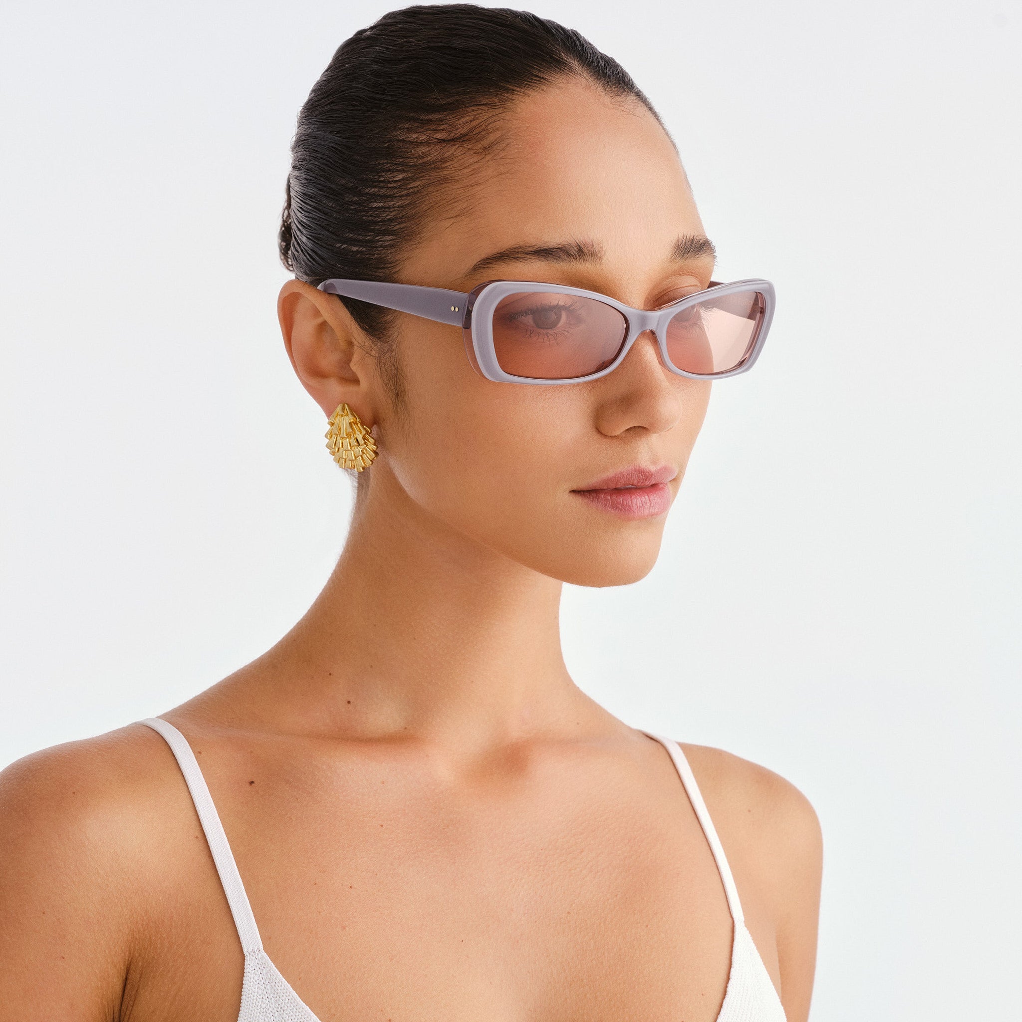 Luv Lou The Suki Dove Grey Female Rectangle Sunglasses | Eyewear Index
