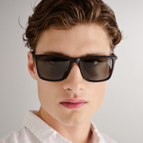 Le Specs Tweedledum Matte Black Male D-Frame Sunglasses | Eyewear Index