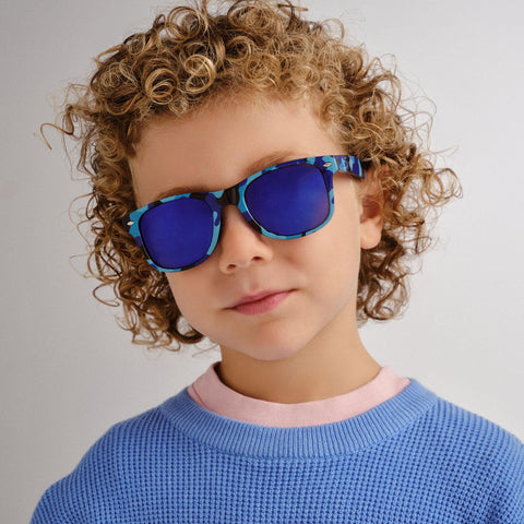 Solarized Kids Rewind D-Frame Navy Camo Male D-Frame Sunglasses | Eyewear Index