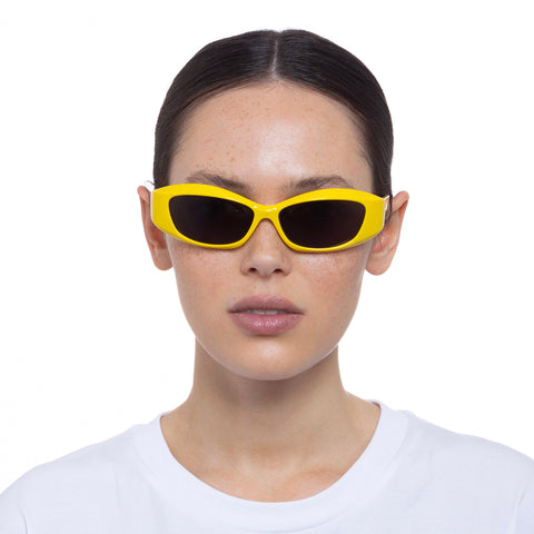 Le Specs Swift Lust Electric Yellow Uni-Sex Rectangle Sunglasses | Eyewear Index