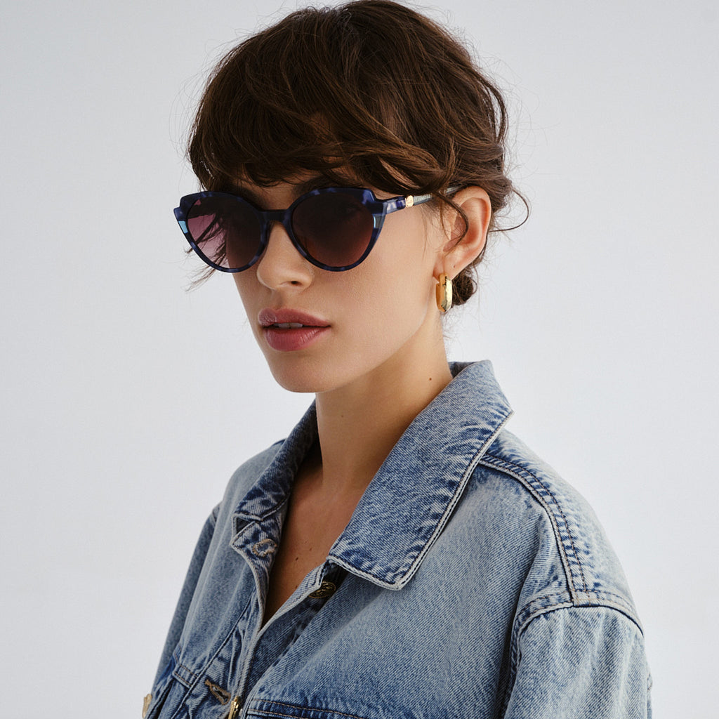 Camilla Act One Blue Tort Female Cat-Eye Sunglasses | Eyewear Index