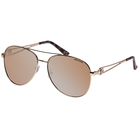 Solarized Glam Aviator Gold Female Aviator Sunglasses | Eyewear Index