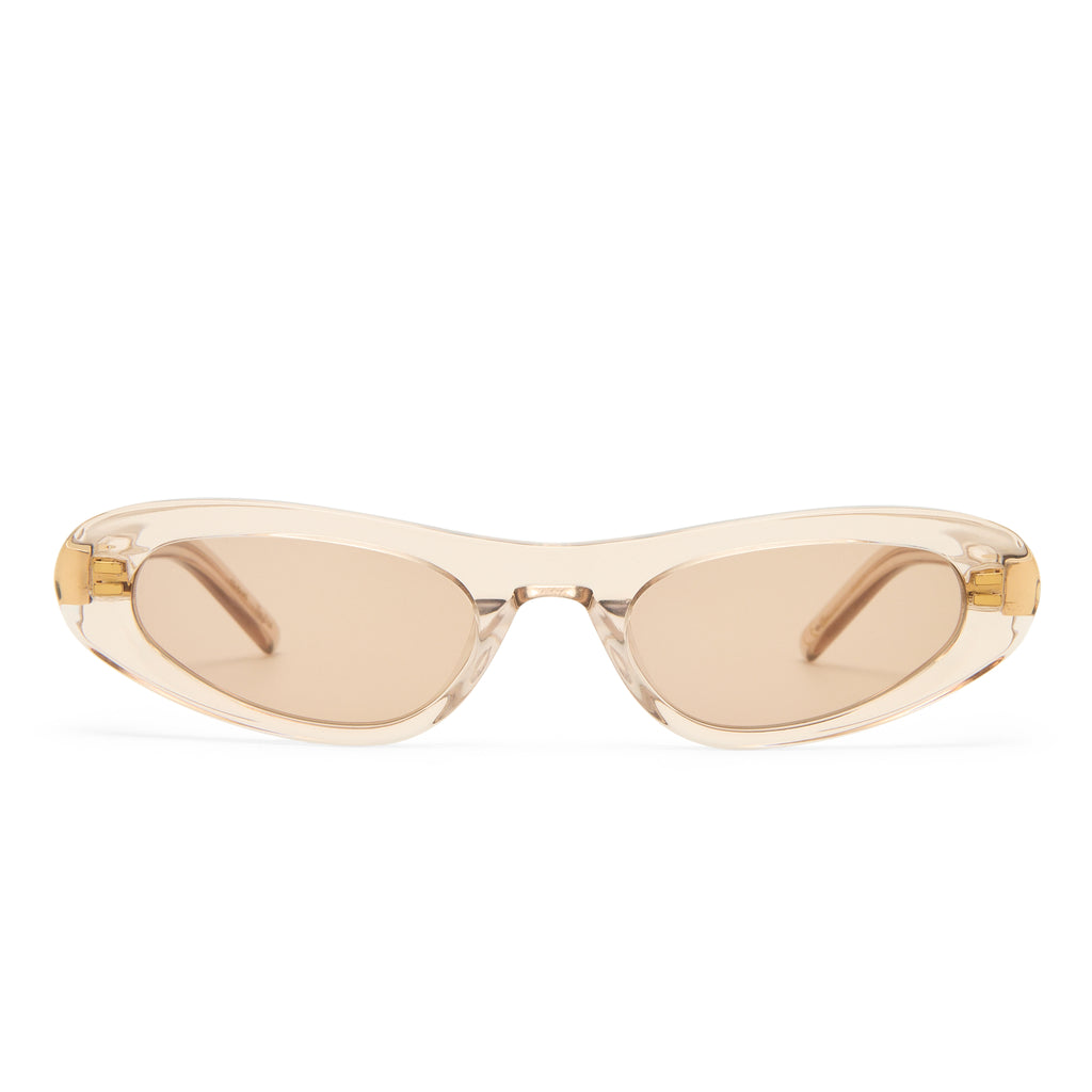 Luv Lou The Noa Gloss Beige Female Cat-Eye Sunglasses | Eyewear Index