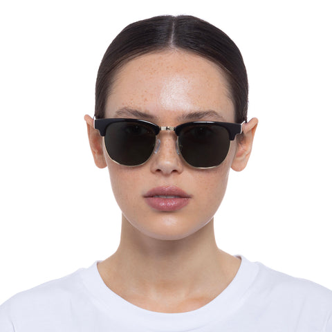 Cancer Council Atherton Shiny Black Lt Gold Uni-Sex D-Frame Sunglasses | Eyewear Index